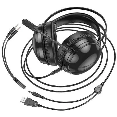 Наушники с микрофоном BOROFONE BO108 Flame, USB+Jack 3.5mm, цвет: черный (1/30) [6941991105913] — фото 3
