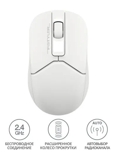 Мышь A4Tech Fstyler FG12 белый оптическая (1200dpi) беспроводная USB (3but) — фото 2