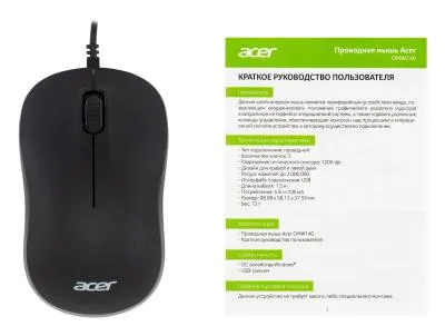 Мышь ACER OMW140 черный оптическая (1200dpi) USB (3but) (ZL.MCEEE.00L) — фото 8
