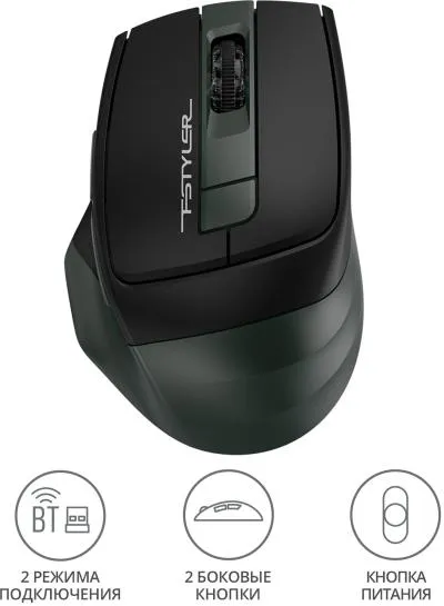 Мышь A4Tech Fstyler FB35 зеленый/черный оптическая (2000dpi) беспроводная BT/Radio USB (6but) — фото 14