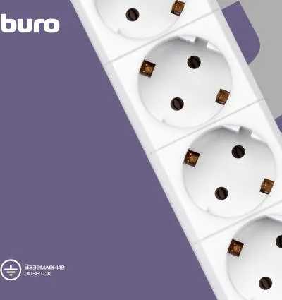 Сетевой фильтр BURO BU-SP1.8_USB_2A-W 1.8м (6 розеток) белый (коробка) — фото 8
