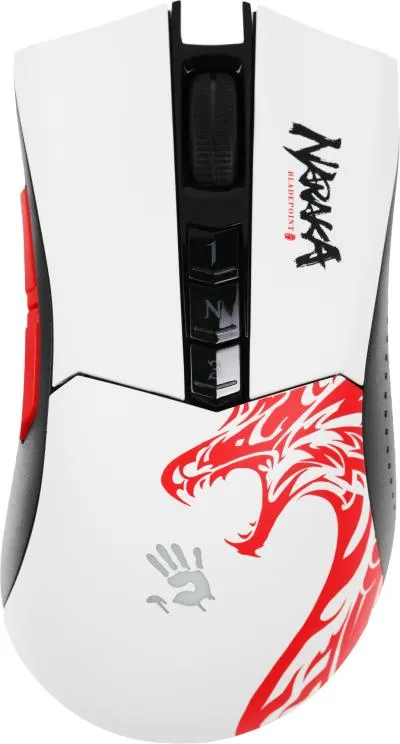 Мышь A4Tech Bloody R90 Plus Naraka белый/рисунок оптическая (5000dpi) беспроводная USB (7but) — фото 1