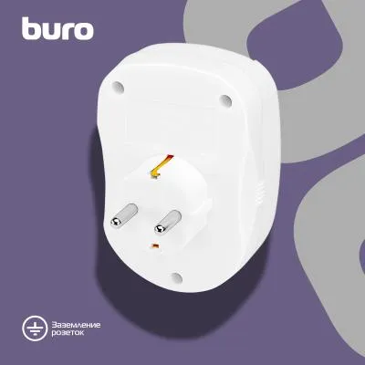 Сетевой фильтр BURO 100SH-W (1 розетка) белый (коробка) — фото 5