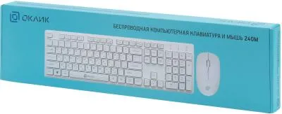 Комплект (клавиатура+мышь) OKLICK 240M, USB, беспроводной, белый — фото 32