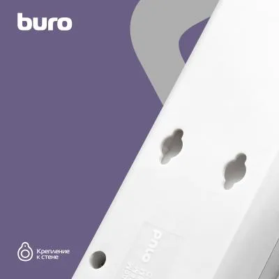 Сетевой фильтр BURO 600SH-16-3-W 3м (6 розеток) белый (коробка) — фото 5