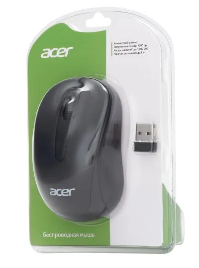 Мышь ACER OMR133 черный оптическая (1000dpi) беспроводная USB для ноутбука (2but) (ZL.MCEEE.01G) — фото 9