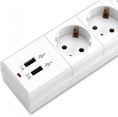Сетевой фильтр BURO BU-SP1.8_USB_2A-W 1.8м (6 розеток) белый (коробка) — фото 4