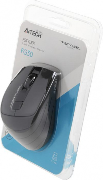 Мышь A4 Fstyler FG30, серый оптическая (2000dpi) беспроводная
