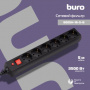 Сетевой фильтр BURO 600SH-16-5-B 5м (6 розеток) черный (коробка)
